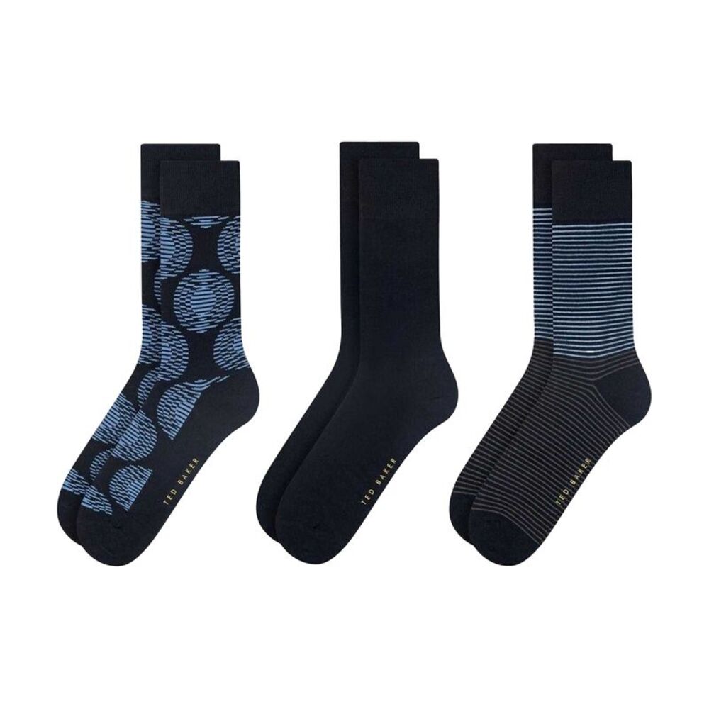 Ted Baker Mens Formal Crew Socks (Pack of 3) / Blue/Gray